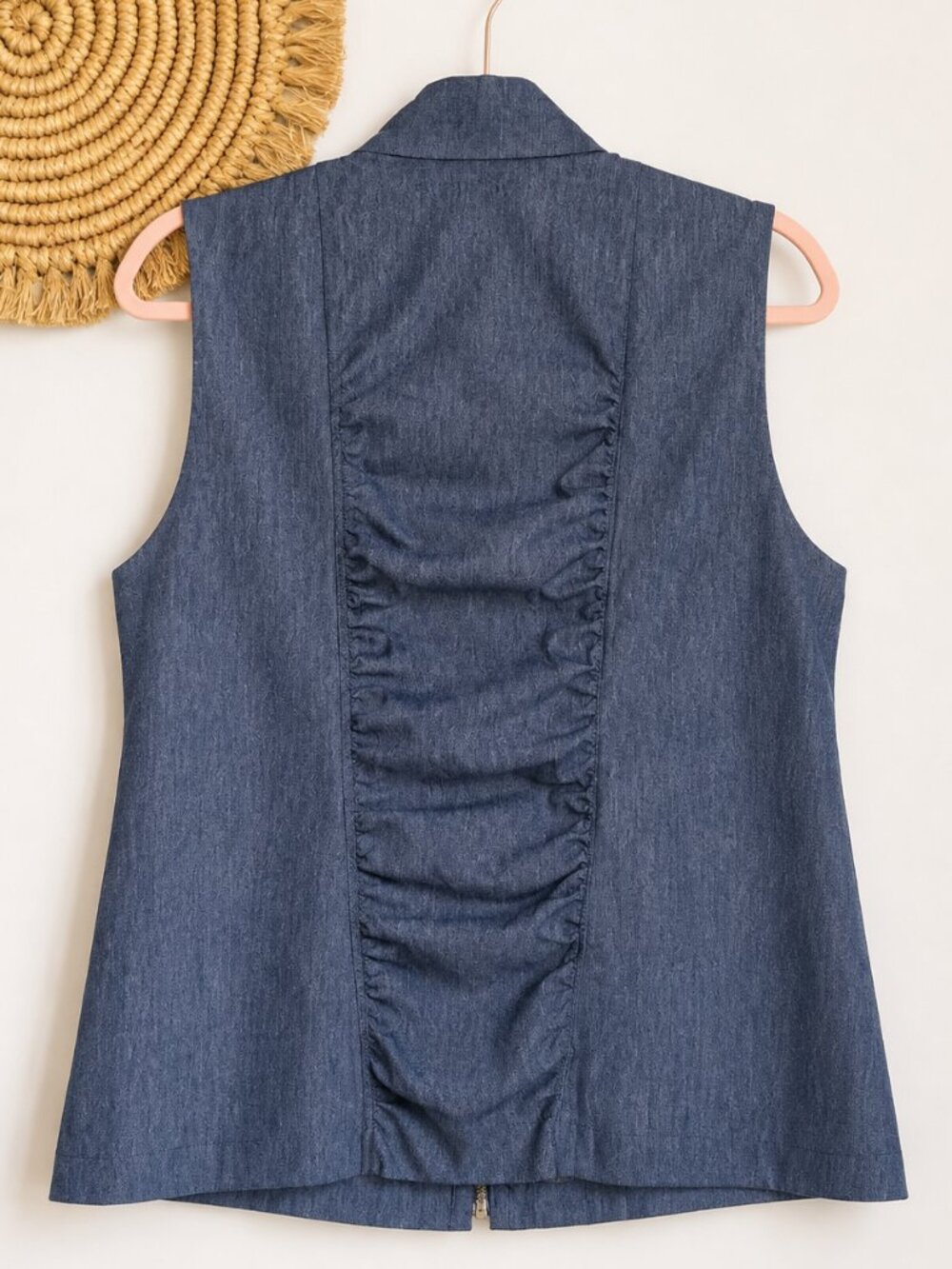 Chico's Zenergy Neema Indigo Ruched Zip Front Athletic Travel Vest SZ Medium - Picture 3 of 10